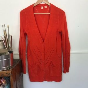 Anthropologie Moth Poppy Orange Cardigan